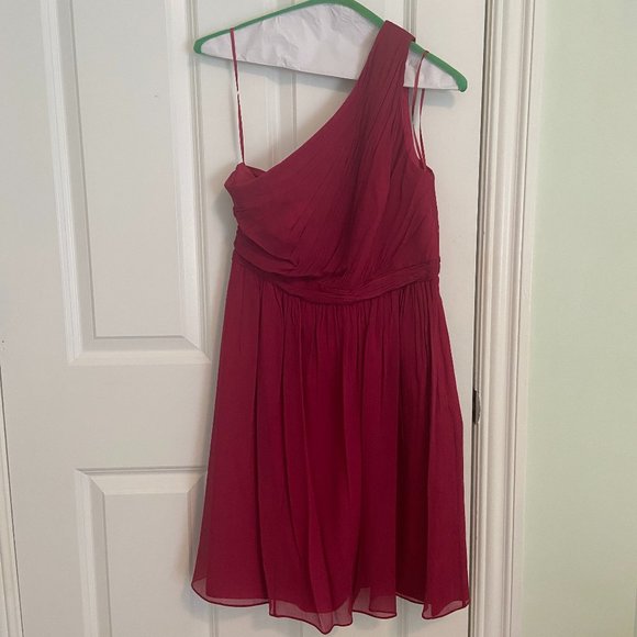 Crew One Shoulder Dress Silk Chiffon Wild Beet (Size